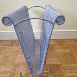 Vintage magazine holder in perforated metal, 39 cm