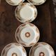 Set of 6 flat plates mismatched orange green Badonviller Saint Amand