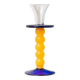 Murano Glass Candleholder - Postmodern Memphis Milano 1980s, Yellow Stem, Cobalt Base, Clear Cup