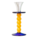 Murano Glass Candleholder - Postmodern Memphis Milano 1980s, Yellow Stem, Cobalt Base, Clear Cup