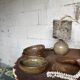 Vintage lamp in gres woven lampshade