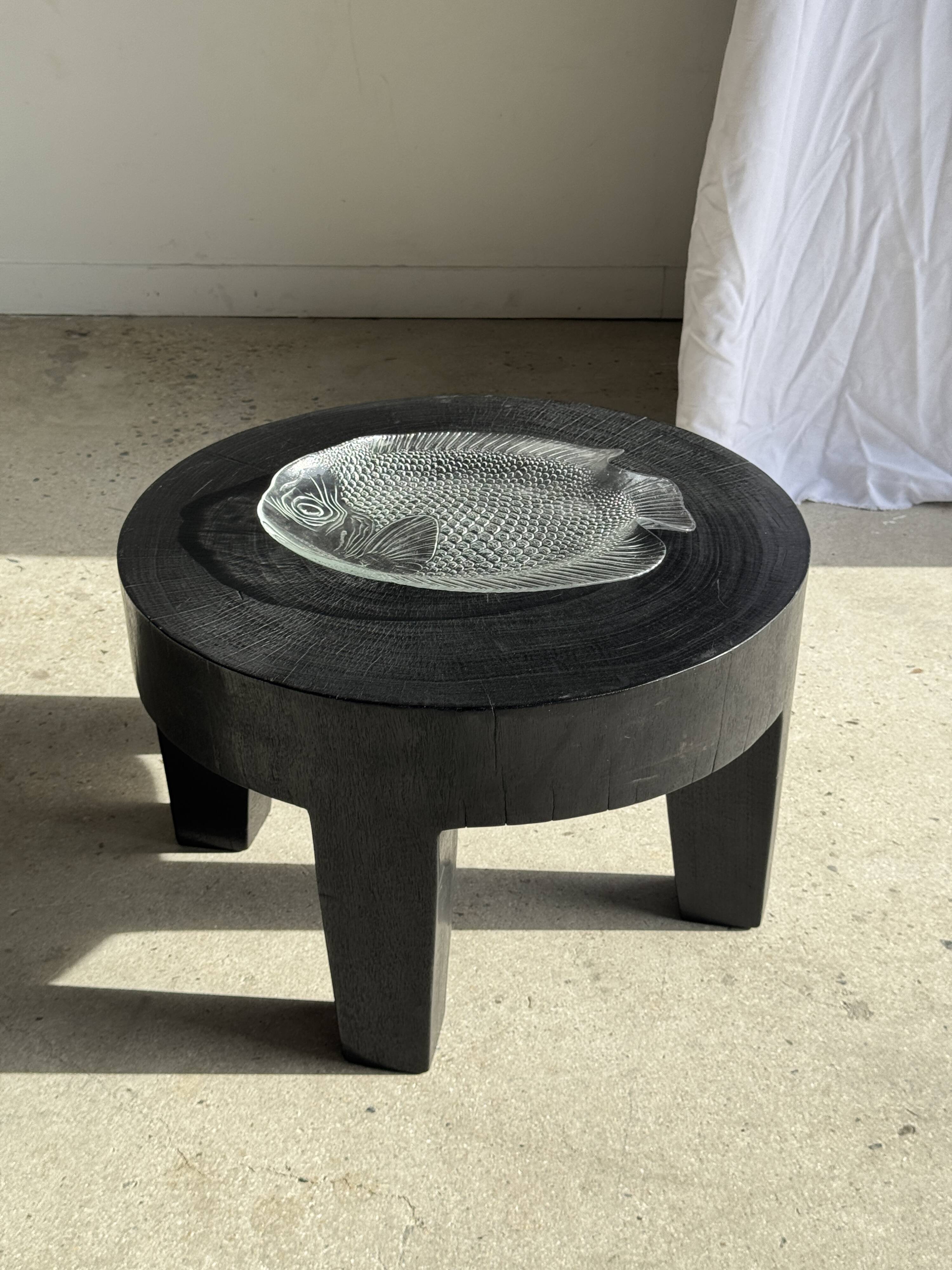 Large fish plate transparent glass Arcoroc vintage L38.5