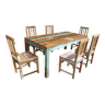 Table en teck polychrome avec ses 6 chaises