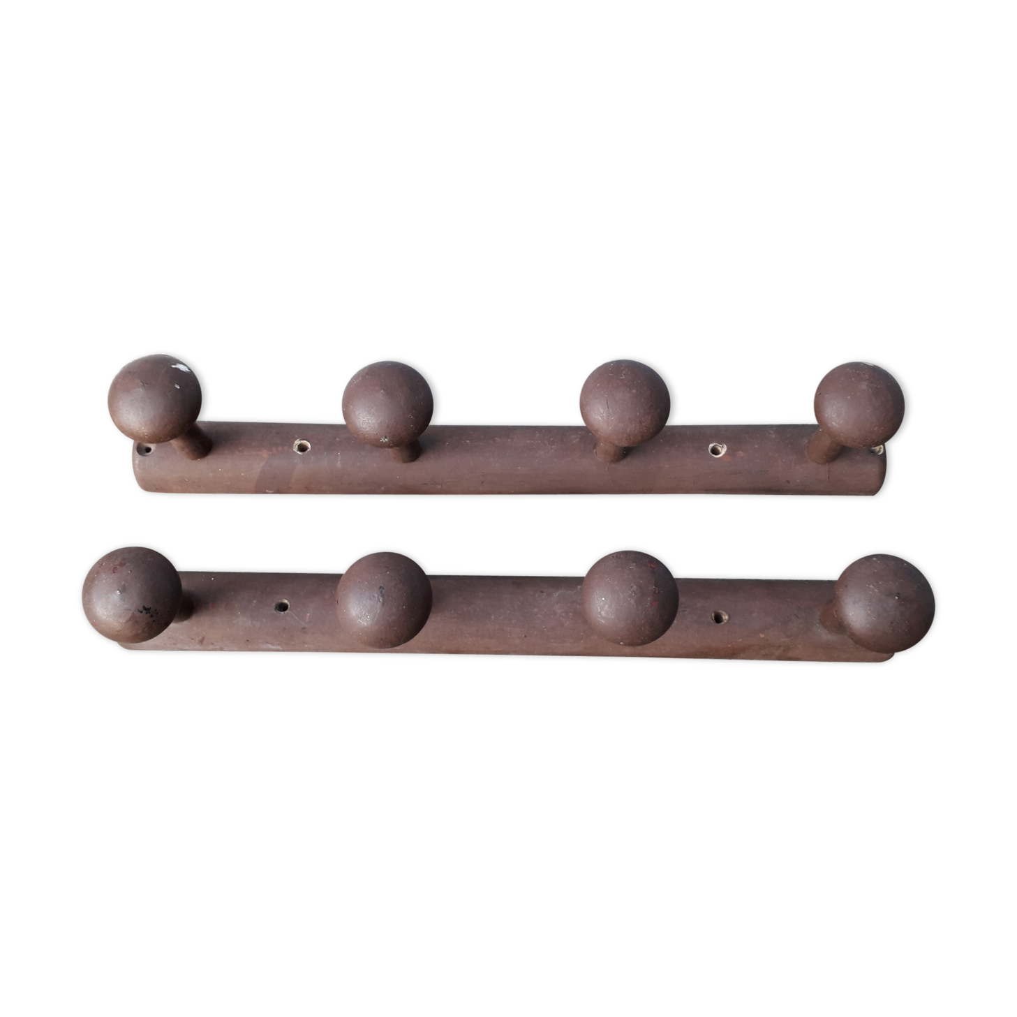 Pair of brown wooden coats