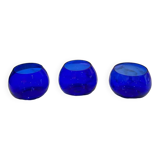 Ensemble de 3 Bougeoirs en verre bleu