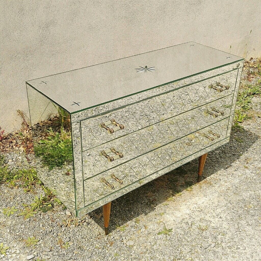 Mirror chest of drawers year 50 vintage art deco