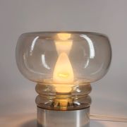 Pair of vintage 70s lamps in smoked glass – retro design lighting