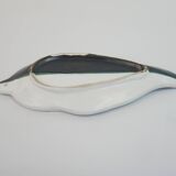 Leaf-shaped pocket emptier, two-tone ceramic by Cerenne Vallauris