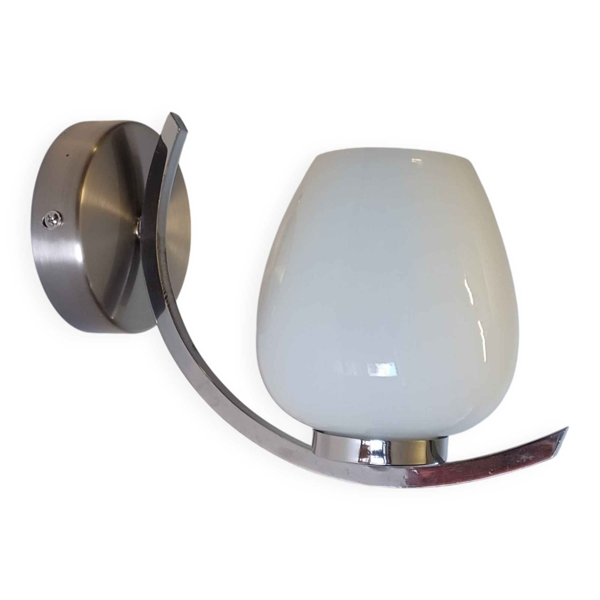 Vintage wall lamp - Chrome and opaline - 1970