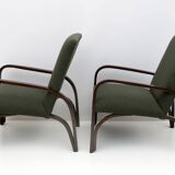 Ensemble Art Déco italien Bouclè vert composé de deux fauteuils et d'un petit canapé, années 1930
