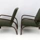 Art Dèco Italian Green Bouclè Two Armchairs and Small Sofa, 1930s