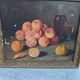 Still life on canvas by Rancière, depicting fruits and a carafe 1896.