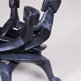 Table pliante art déco sculptée dans une pièce de bois d’ébène, années 1930, Afrique