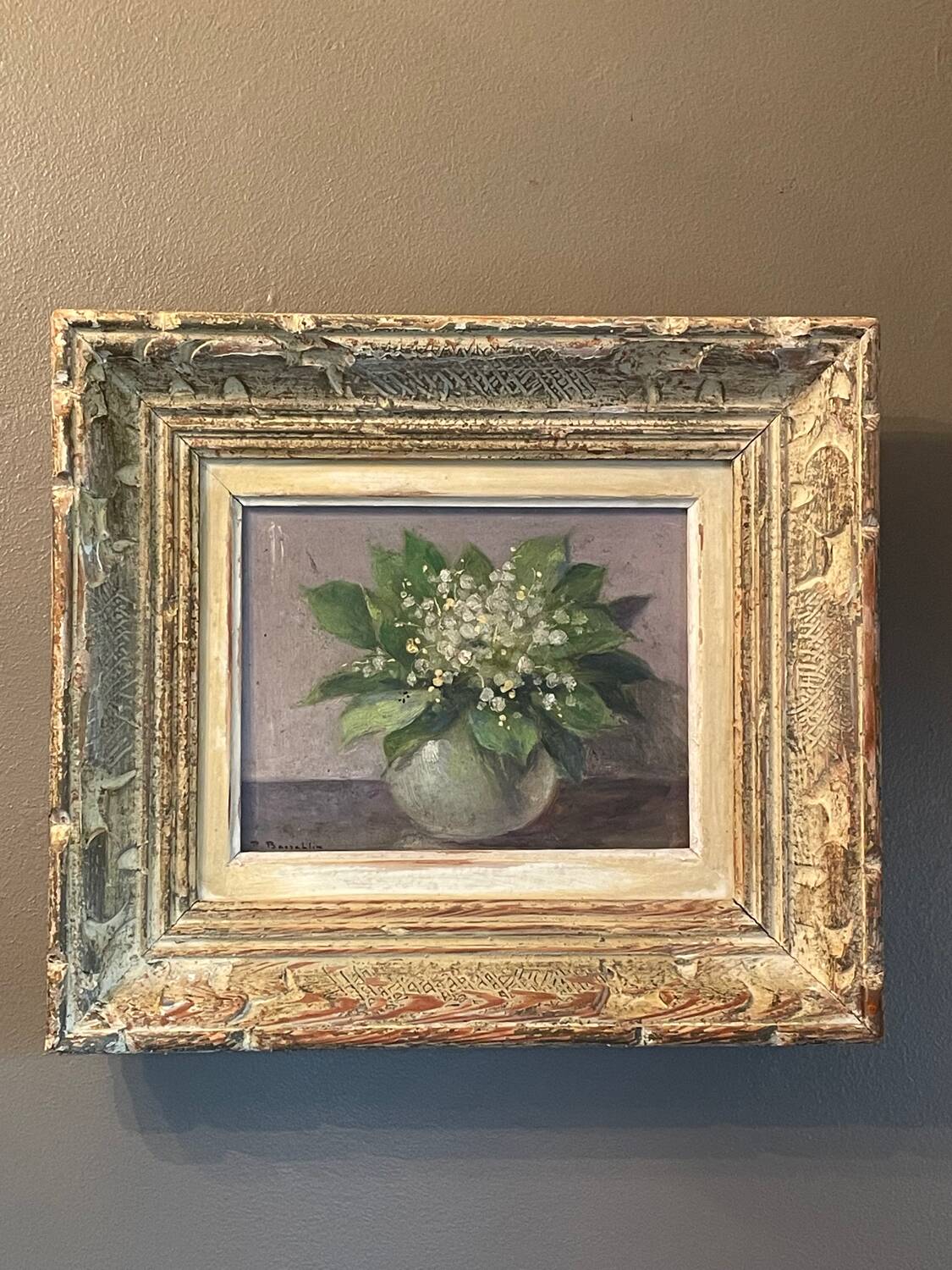 Charming old painting: Bouquet of lily of the valley