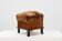 Art Deco walnut stool with original velvet upholstery, Italy 1920s