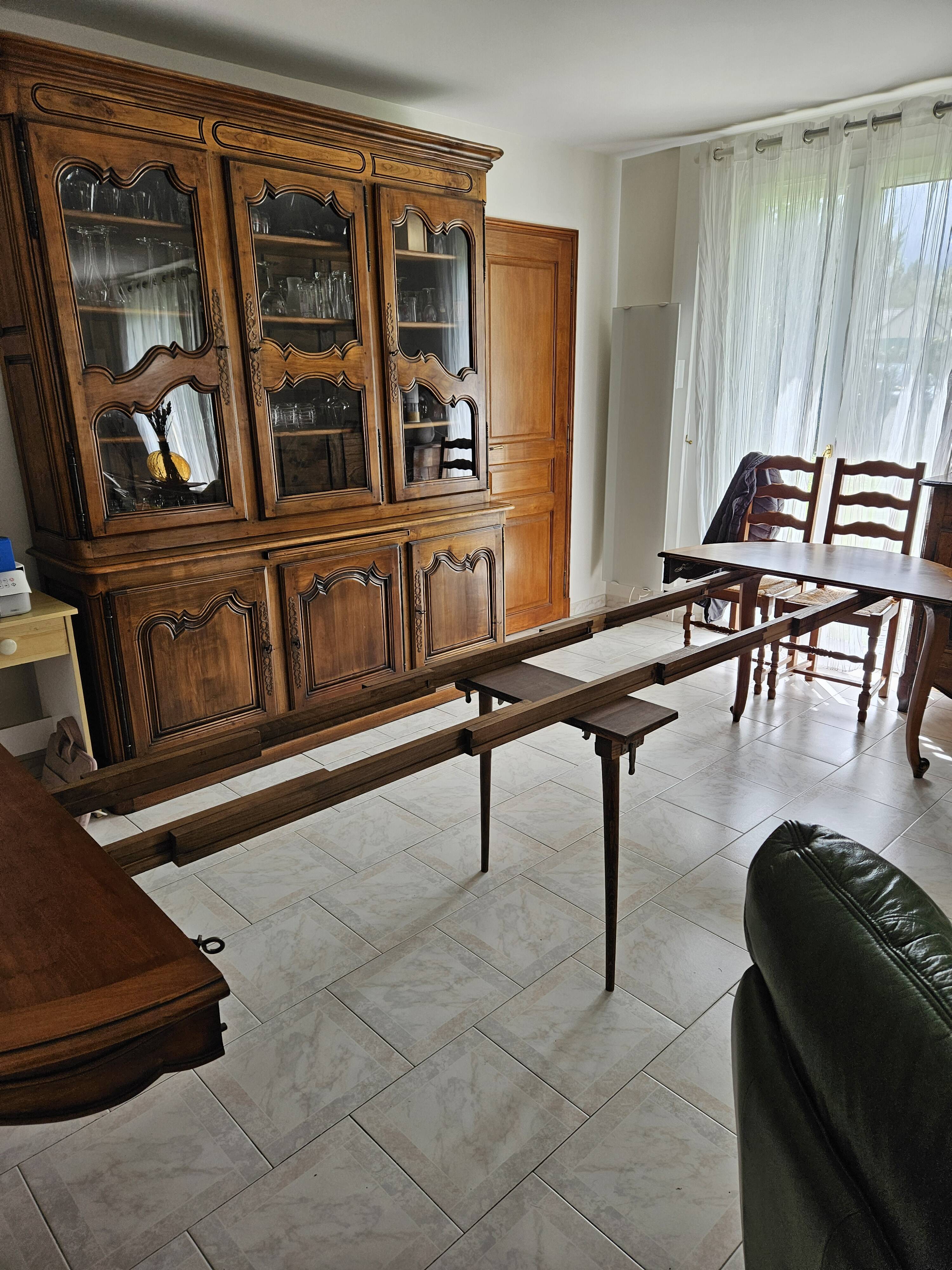 Table in solid cherry wood in Louis XV style.