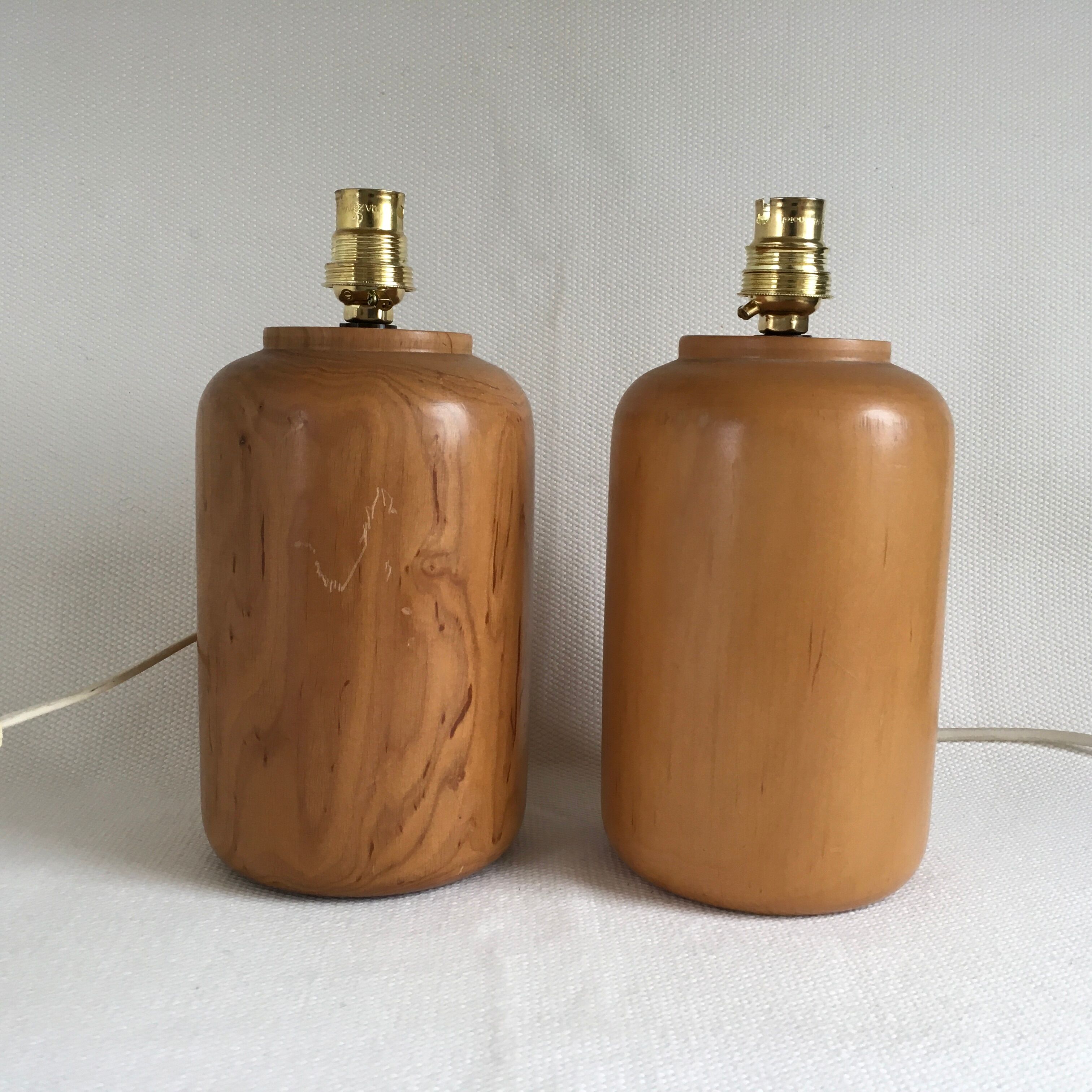 Pair of turned wooden bedside lamp legs