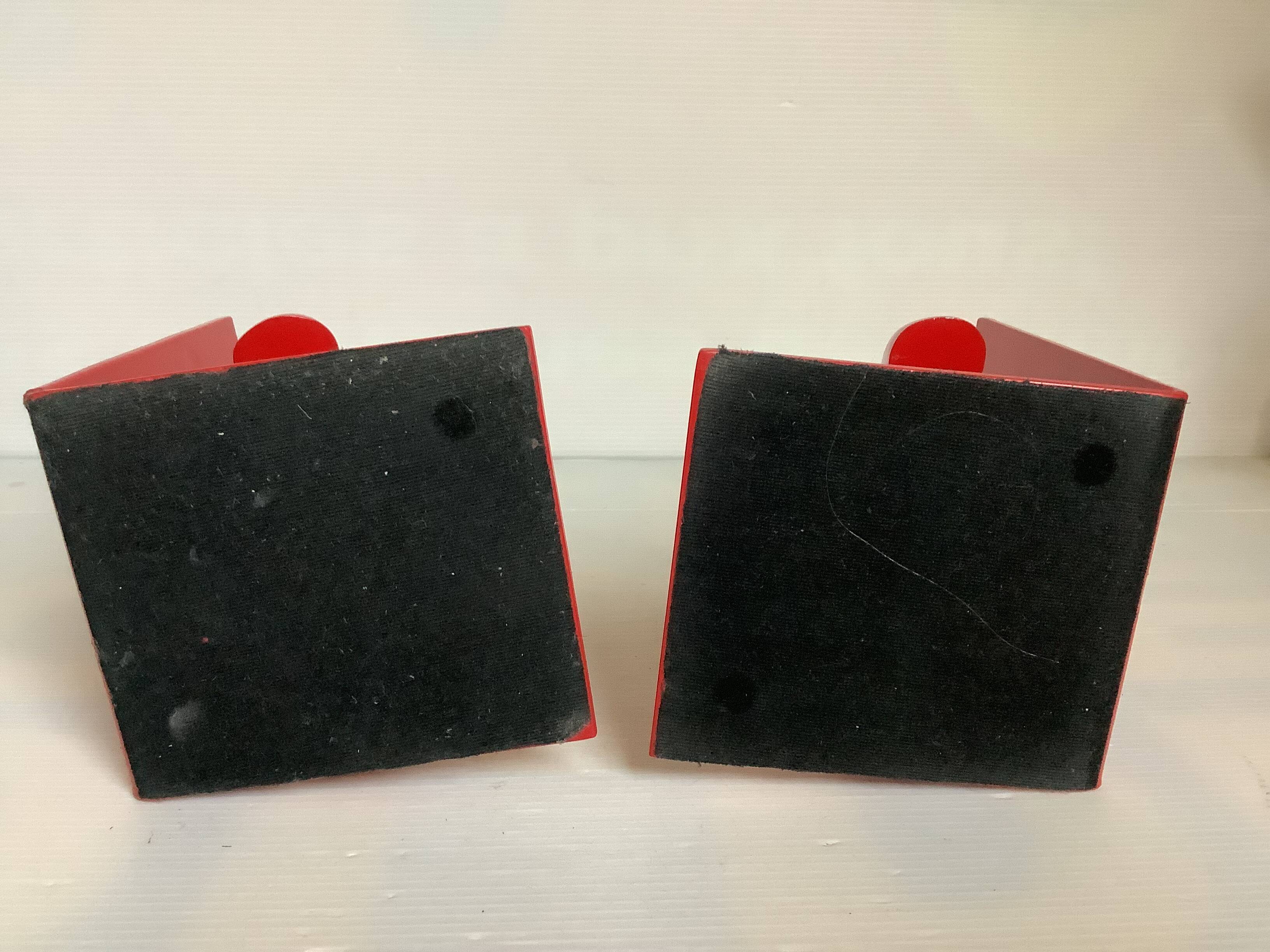 Pair of red telephone bookends