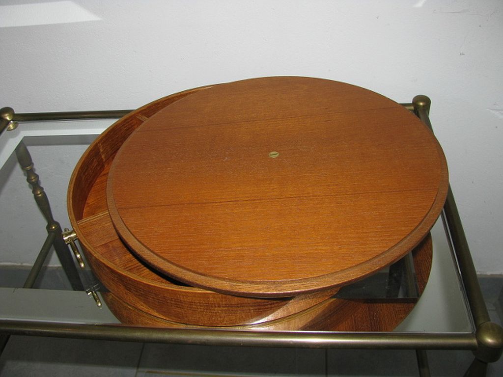 Mid century sewing box with / asystent / Service platform  teak 1960/70s