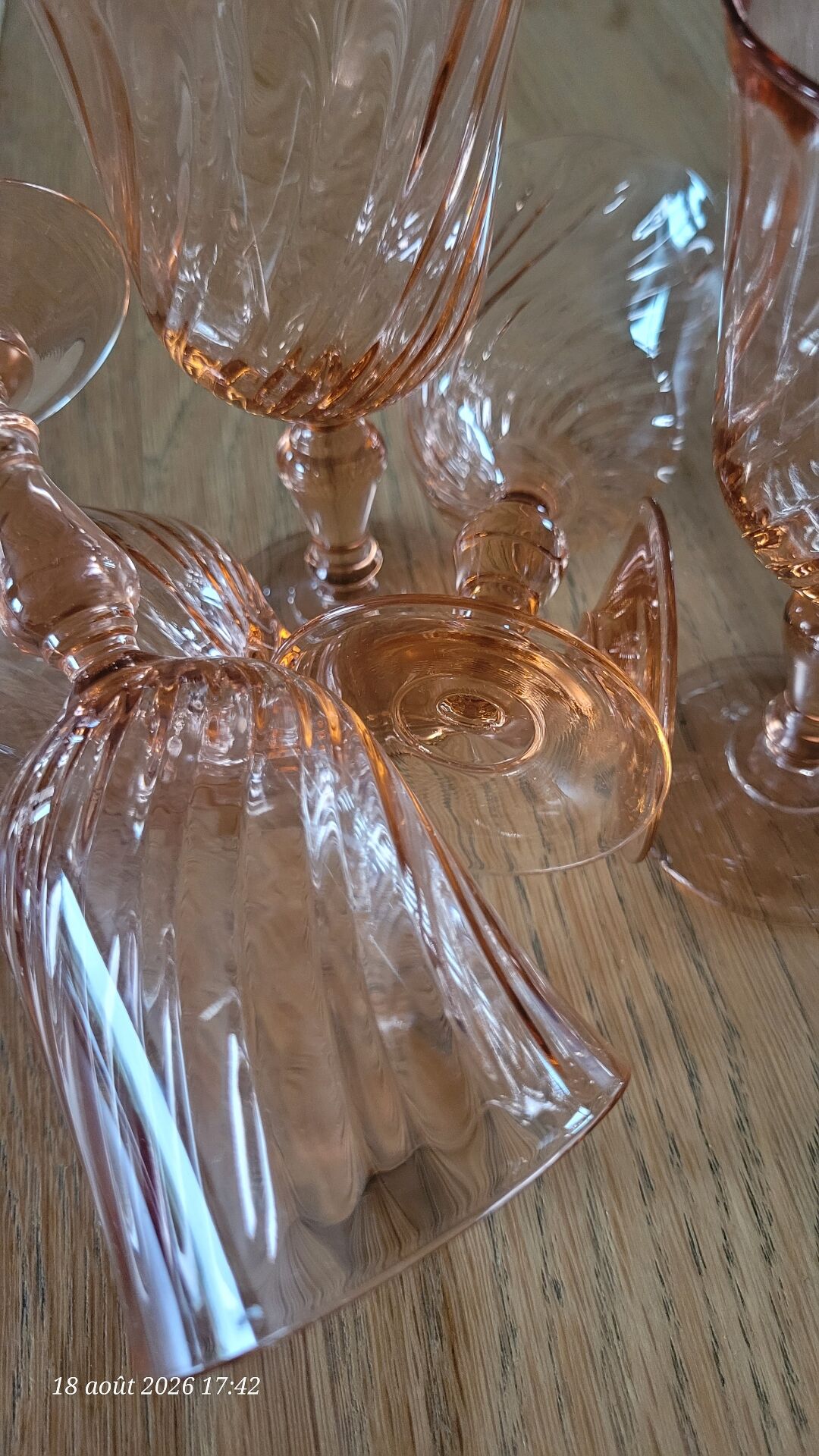6 verres à pied vintage Rosaline