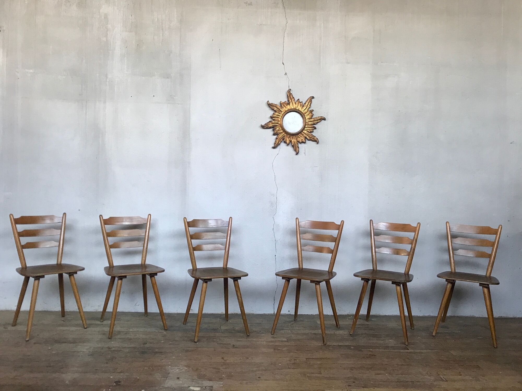 Series of 20 Scandinavian chairs or vintage wooden bistro