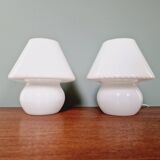 Paire de lampes champignon en verre de Murano, années 1970-80