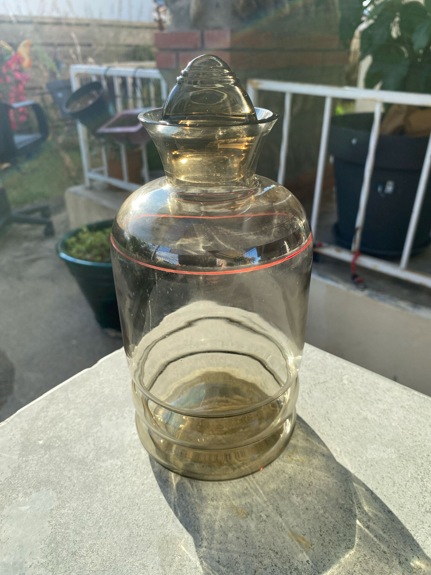 🥃 Vintage Smoked Glass Bottle / Carafe – 70s Chic Spirit