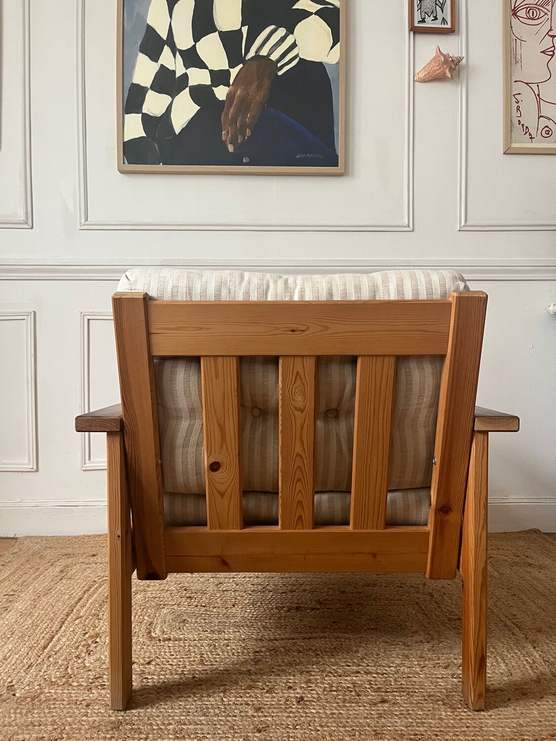 Pair of pine armchairs, 1980s, Sweden
