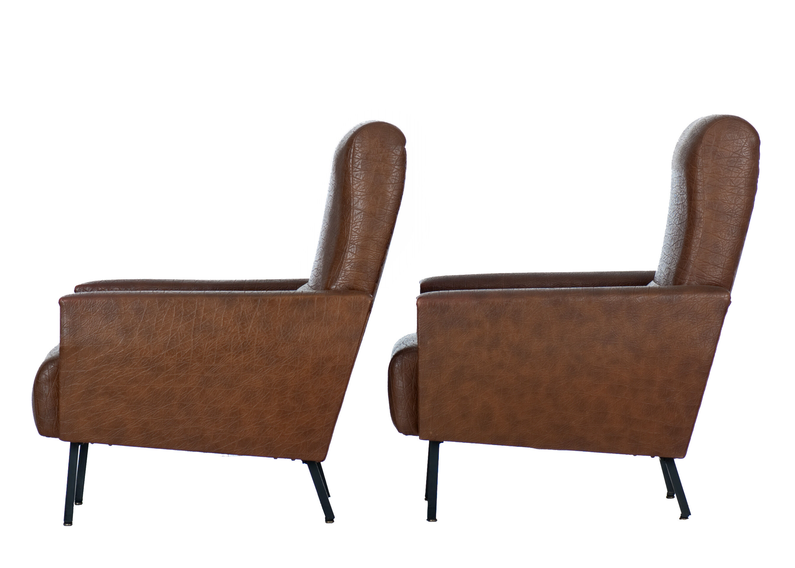 Pair of armchairs Skaï vintage brown An 60