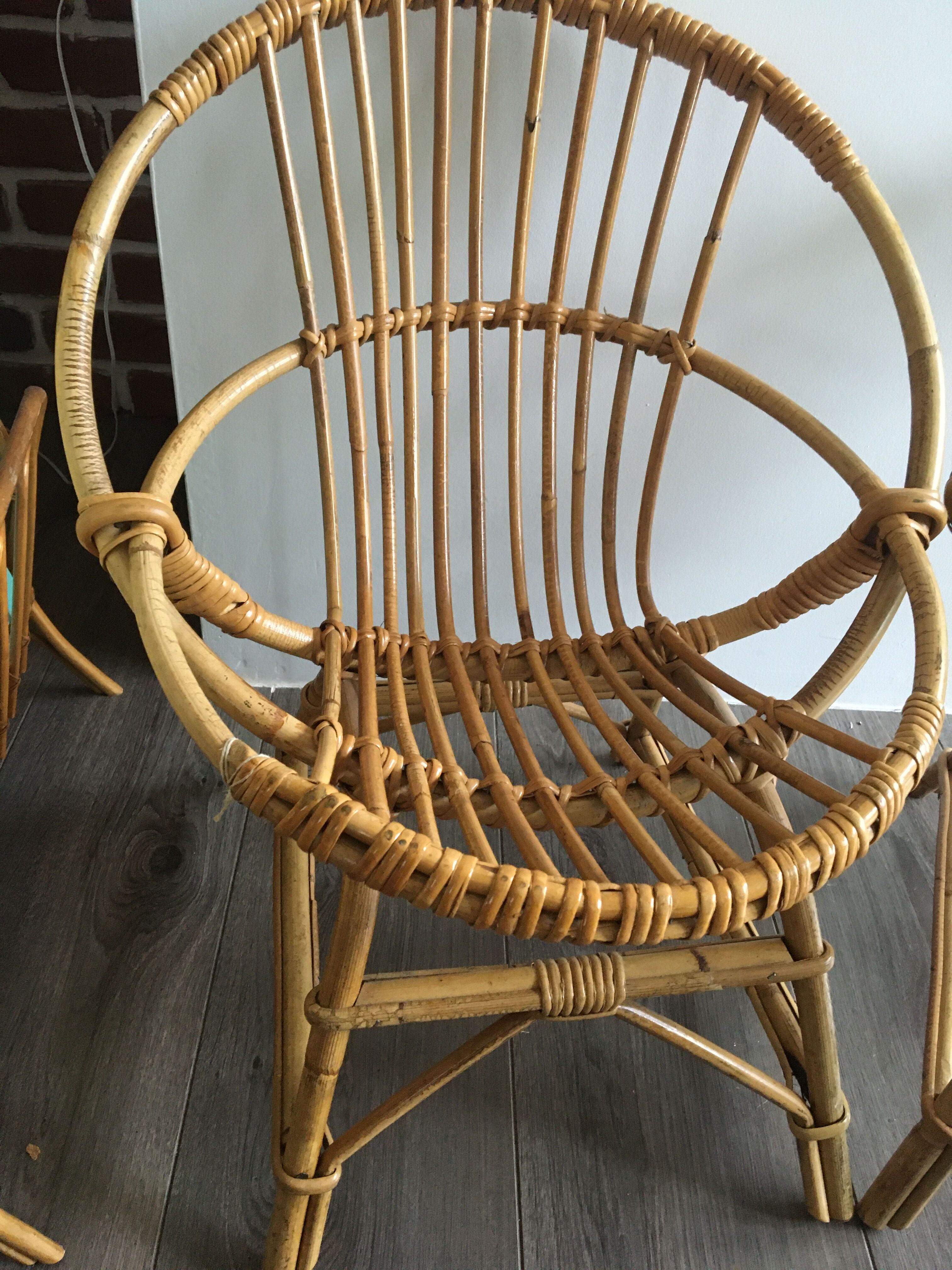 Duo of rattan armchairs