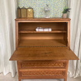 Vintage secretary in wood and rattan