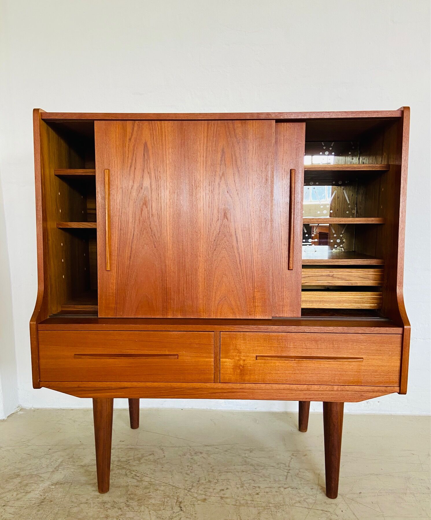 Vintage Danish mid-century teak bar cabinet 1960