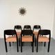 Lot of 6 blackened wooden chairs with French design fabric from the 1970s Self.