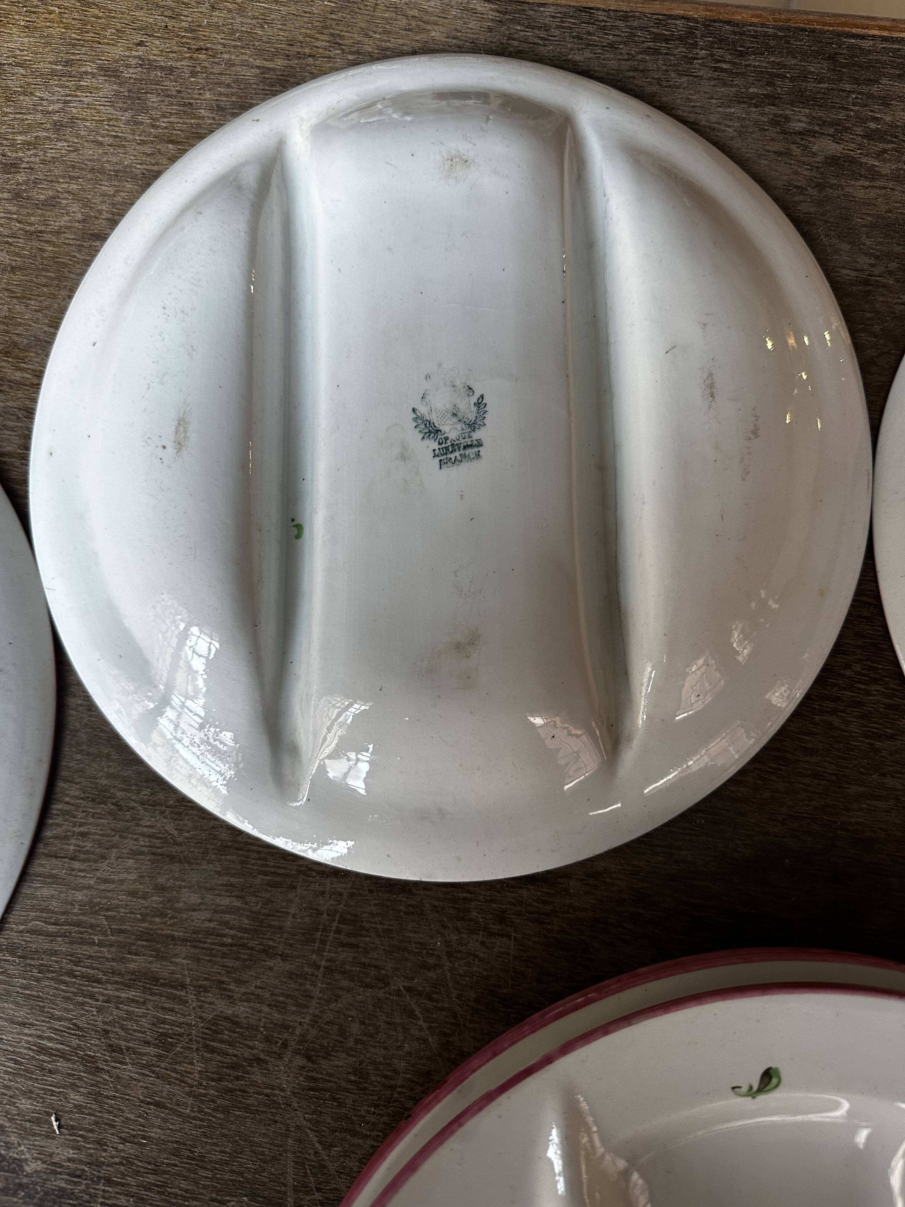 7 Asparagus Plates Late 19th Century Opaque Earthenware Luneville France