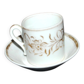 Porcelaine de Paris tasse à café litron fleuri ancienne en porcelaine liseré or