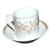 Paris porcelain coffee cup with floral design, antique porcelain with gold trim.