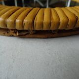 Round mirror in rattan and vintage wicker