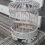 Vintage gray metal bird cage