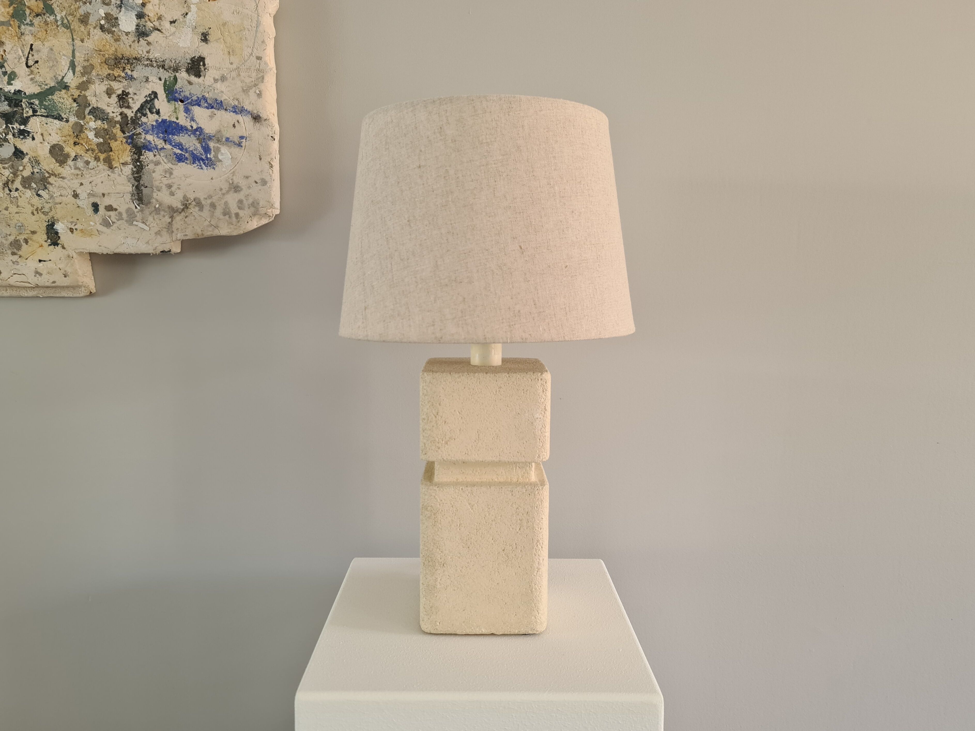 French sculpture lamp in white stone 60