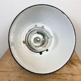 Grey cast aluminium explosion proof lamp with black enameled shade