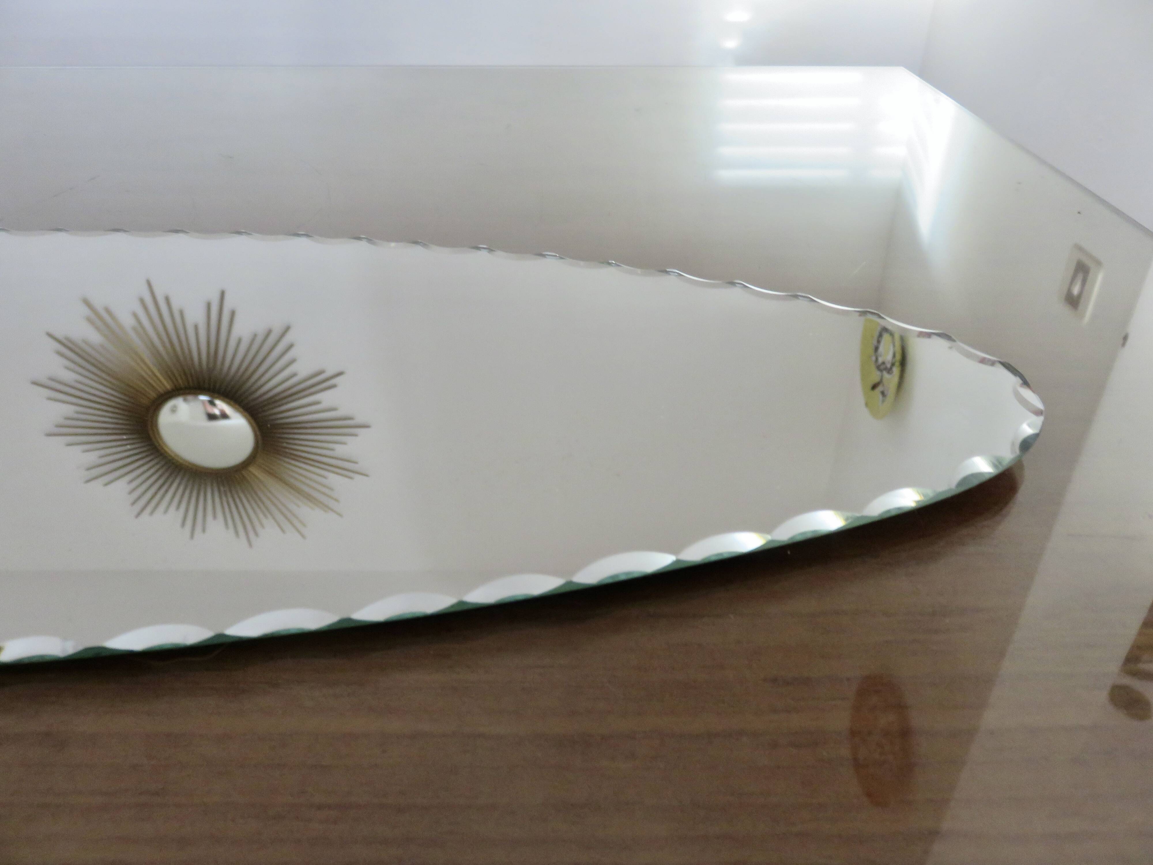 Very large oval beveled mirror, to put down, art deco, 40s 50s