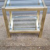 Side table in gold metal and chrome