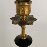 Pair of candlesticks Napoleon III in bronze cloisonné XIXth Barbedienne