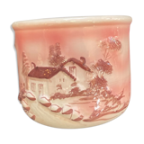Pot cover in earthenware house and landscape