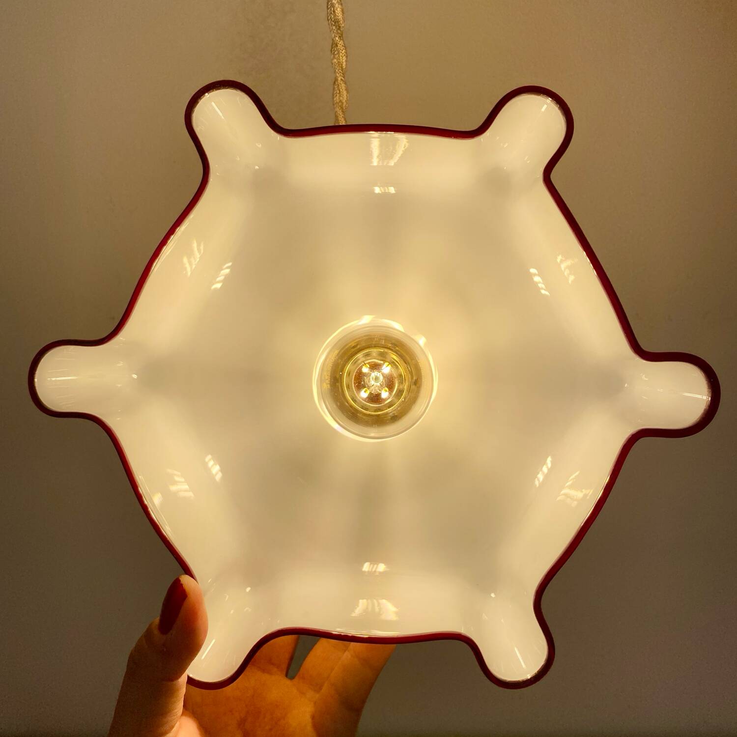 Vintage yellow opaline lampshade pendant light