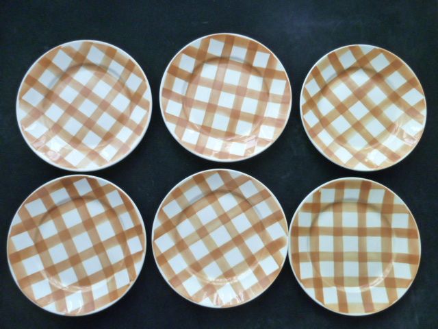 Set of 6 flat plates Badonviller Decoration yellow tiles