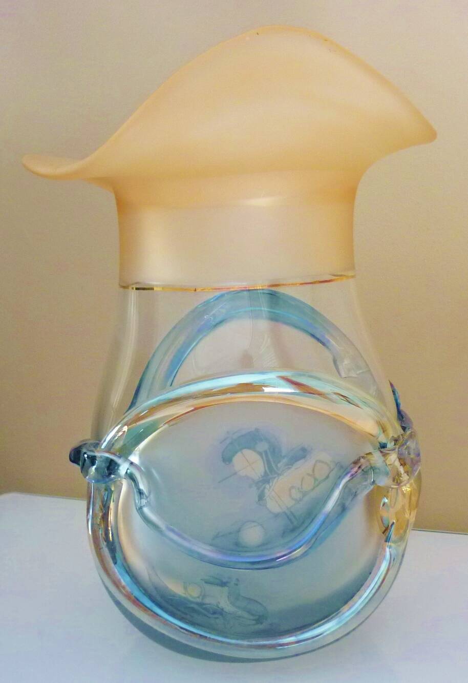 Large designer vase, signed Jon Art, modernist, abstract decorations