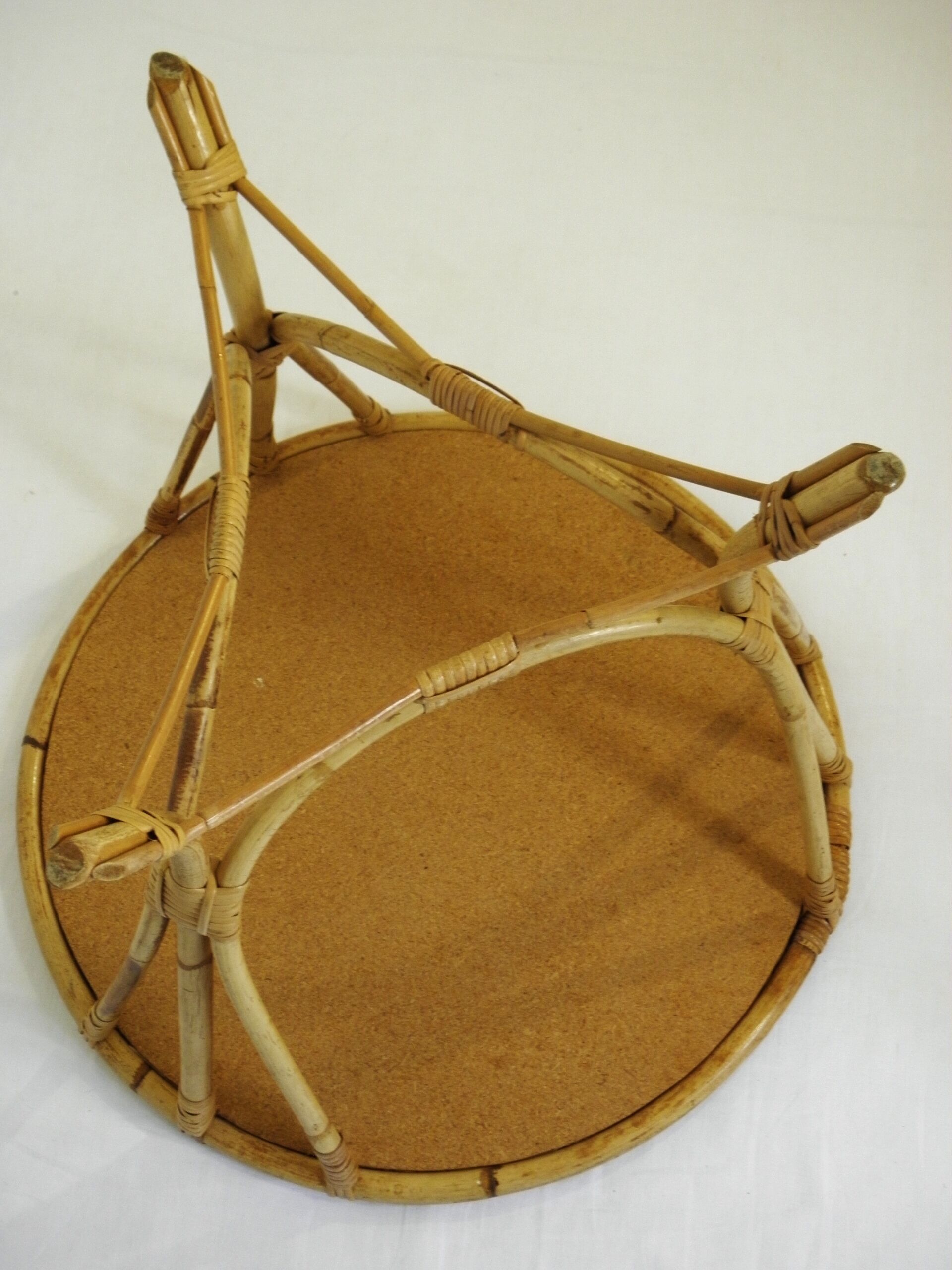 Tripod coffee table in rattan 1970s