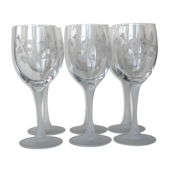 Set de 6 verres à vin en cristal taillé