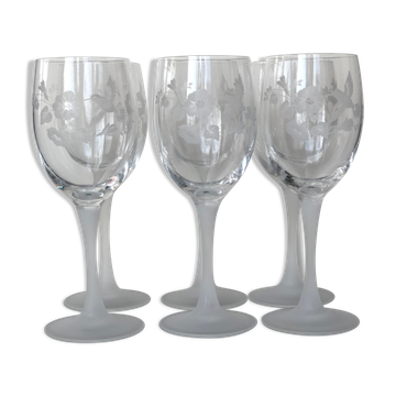 6 cut crystal wine glasses